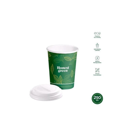 Vaso Cartón 250ml + Tapa 25U